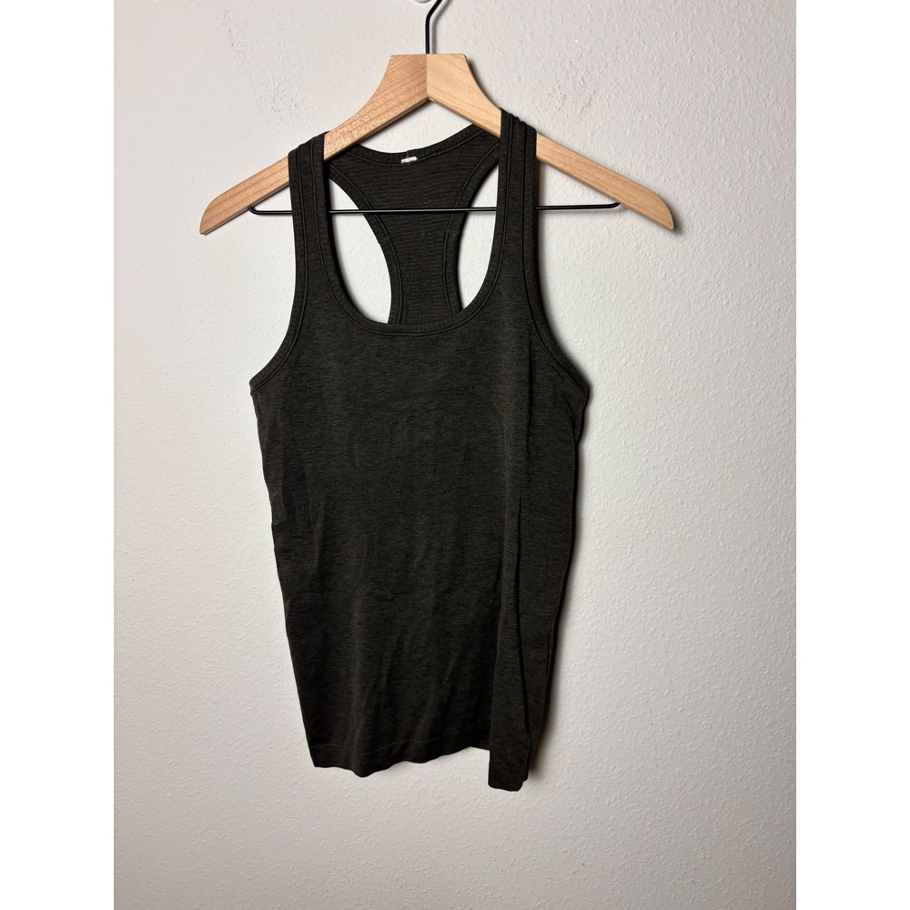 Lululemon Swiftly Racerback Tank Dark Olive Heather Size 6 Activewear Top